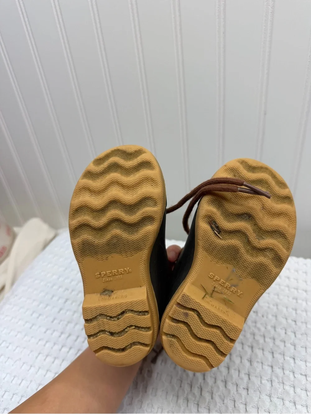 Sperry Kids Brown Leather and Black Rubber Duck Boots